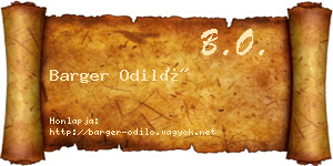 Barger Odiló névjegykártya